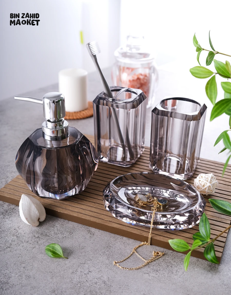 4 PIECES SET CREATIVE SOAP DISPENSER RESIN BOTTLE HOUSEHOLD CUP DISPENSER Black