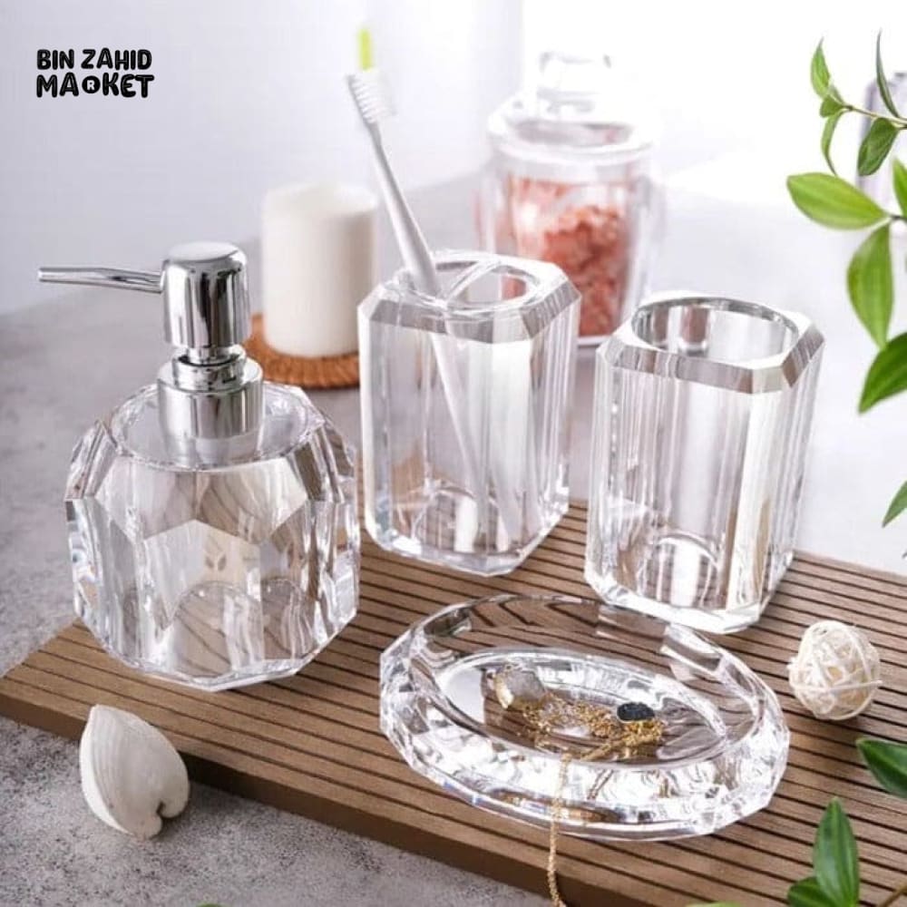 4 PIECES SET CREATIVE SOAP DISPENSER RESIN BOTTLE HOUSEHOLD CUP DISPENSER Clear