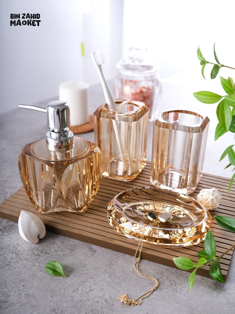 4 PIECES SET CREATIVE SOAP DISPENSER RESIN BOTTLE HOUSEHOLD CUP DISPENSER Gold