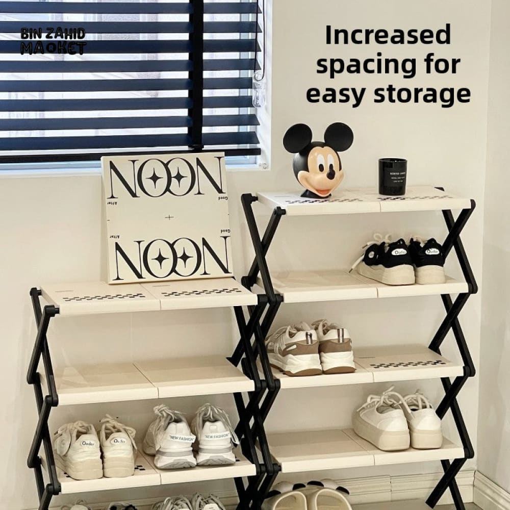 4-TIER NARROW SHOE STORAGE CABINET – FOLDABLE ENTRYWAY ORGANIZER