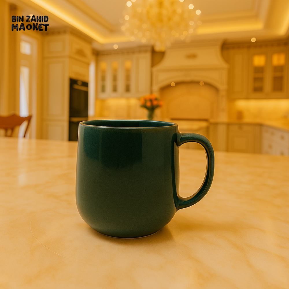 400ML CERAMIC COFFEE MUG – ROUND HANDLE GLAZED TEA CUP FOR HOME & OFFICE USE