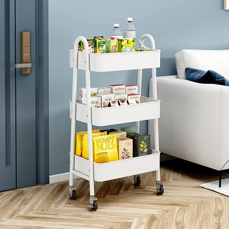 METAL UTILITY TROLLEY White