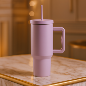 40OZ COLORFUL TUMBLER WITH HANDLE – LEAKPROOF INSULATED TRAVEL MUG - LAVENDER
