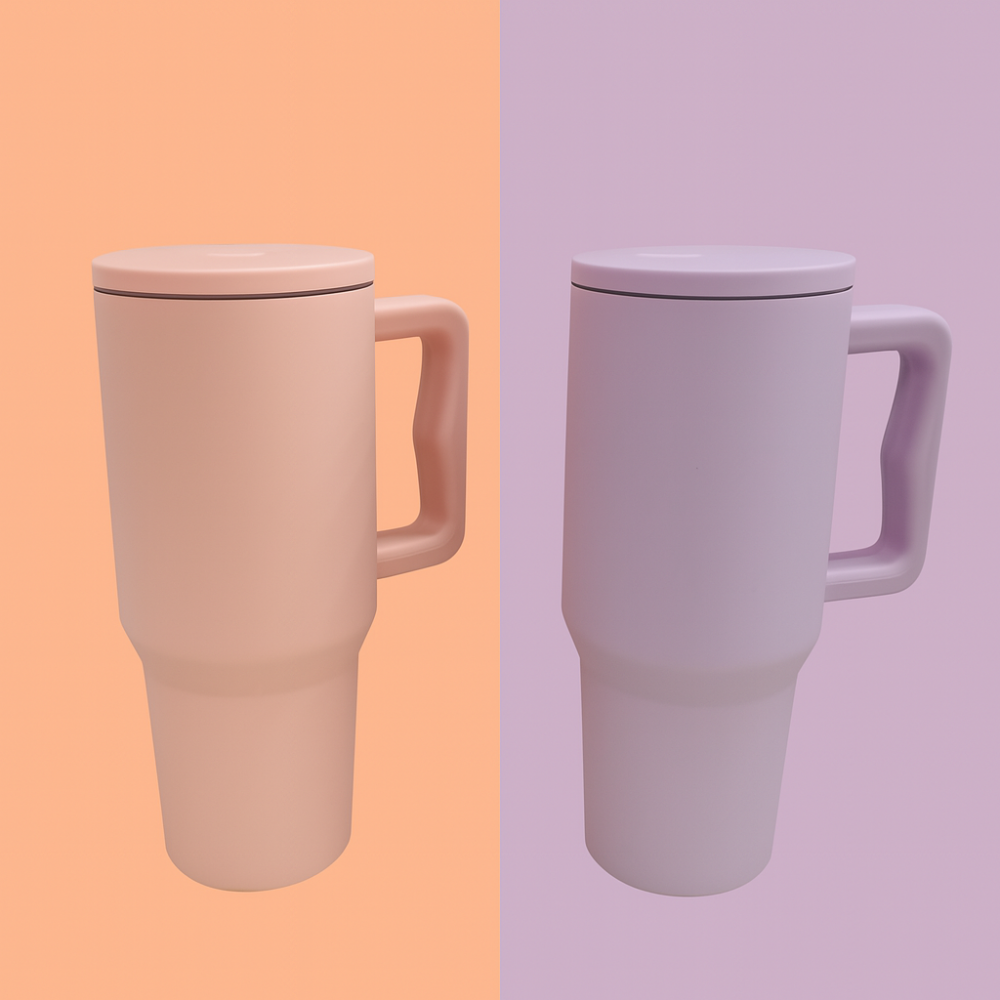 40OZ COLORFUL TUMBLER WITH HANDLE – LEAKPROOF INSULATED TRAVEL MUG - LAVENDER