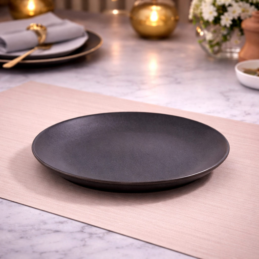 DANNY HOME MATTE BLACK CERAMIC FLAT PLATE 19CM - 75P 2022