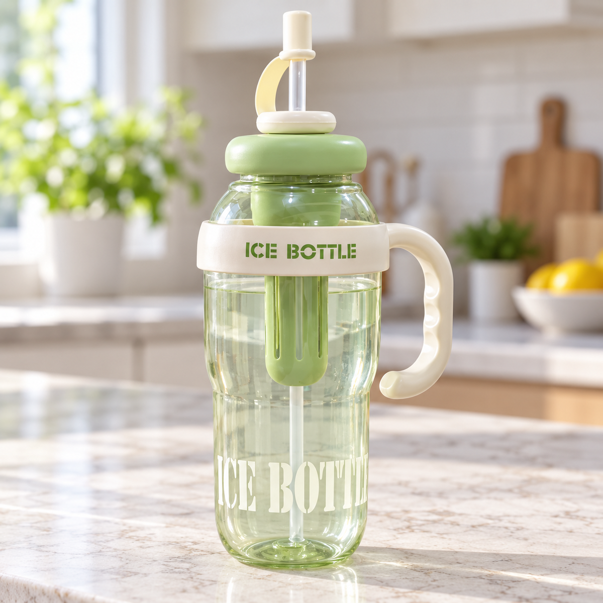 Ice Bottle with Straw