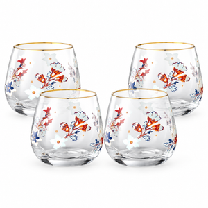 Danny Home 4 Piece Gold Rim Rounded Glass Set - 345 ml