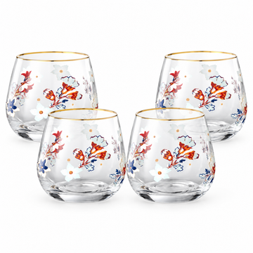 Danny Home 4 Piece Gold Rim Rounded Glass Set - 345 ml