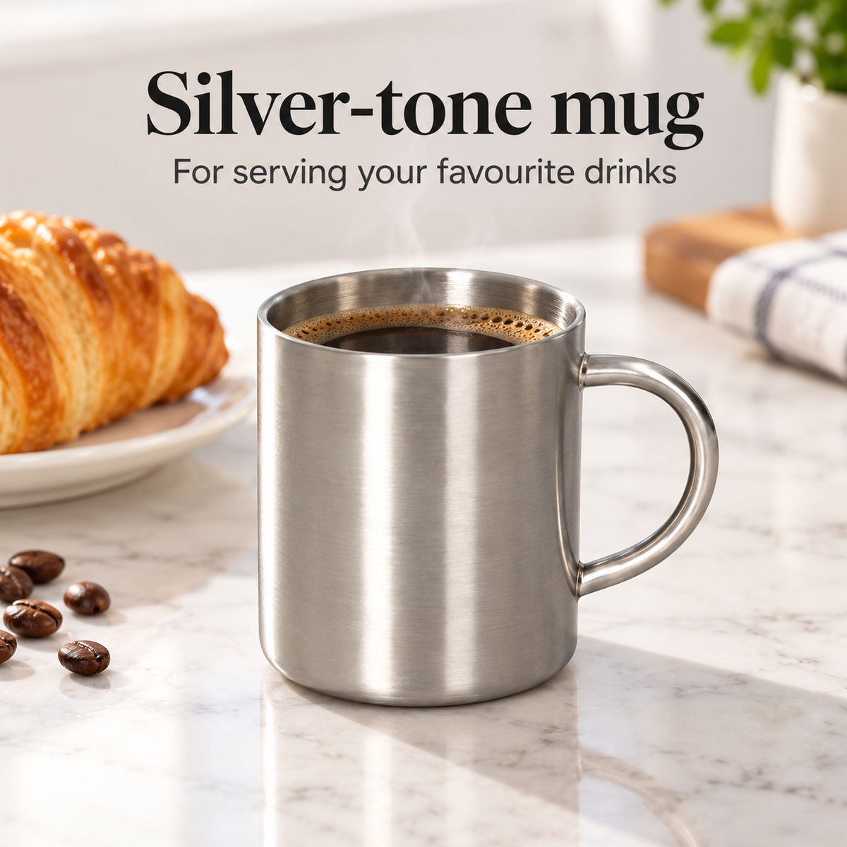 Danny Home Silver-Tone Mug - 300ml