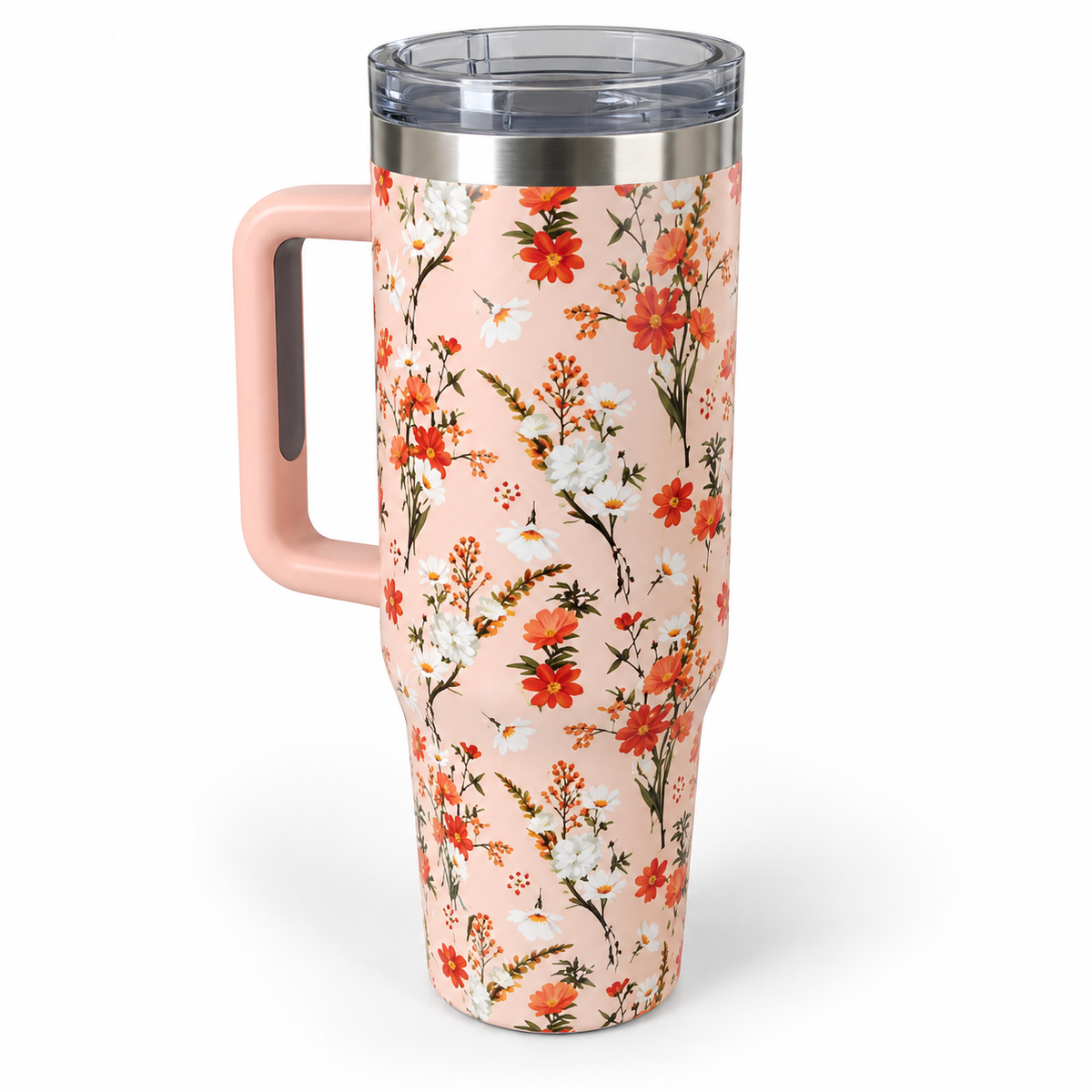 Floral Handle Tumbler
