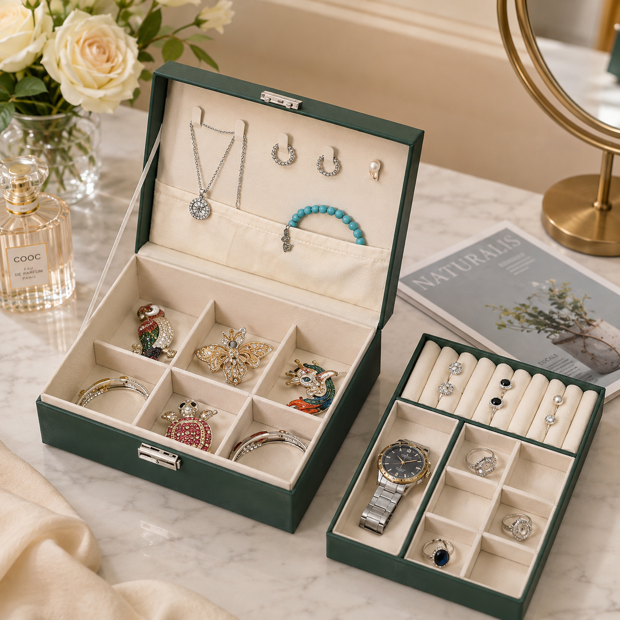 LUXURY JEWELRY ORGANIZER BOX SET – GREEN