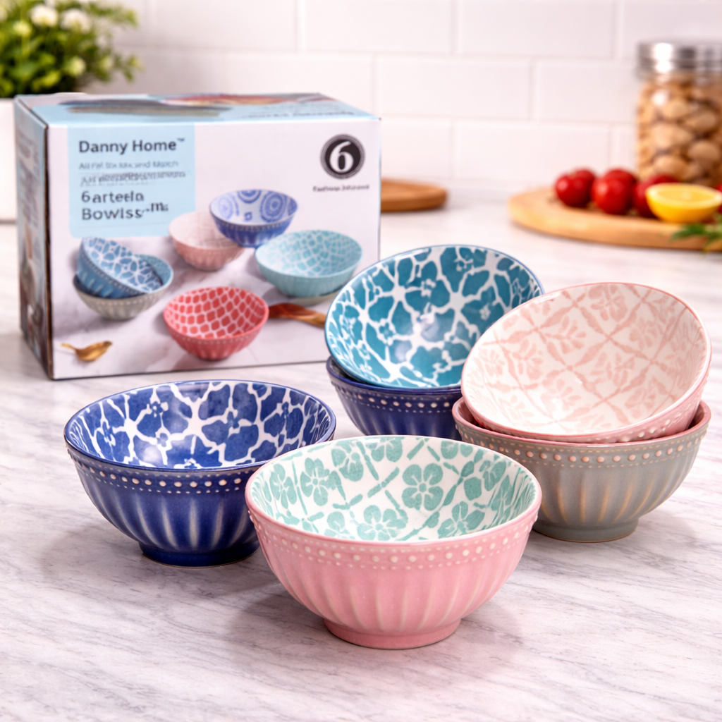 DANNY HOME 6 PIECE PORCELAIN BOWL SET 3.5 INCH -350FGW
