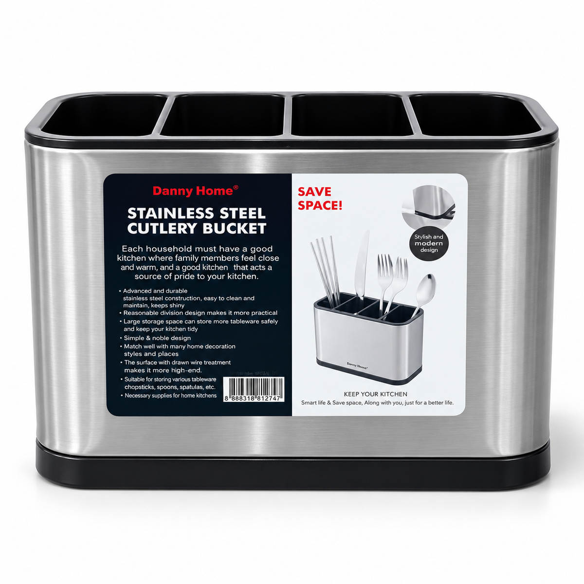 Danny Home Cutlery Bucket - 18x8.6x13cm