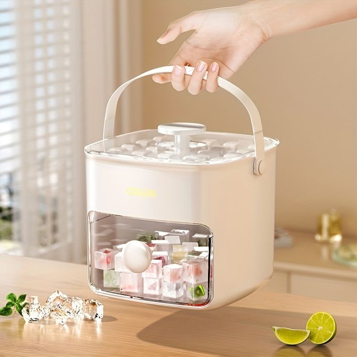 EASY PRESS ICE CUBES BUCKET WITH TONG