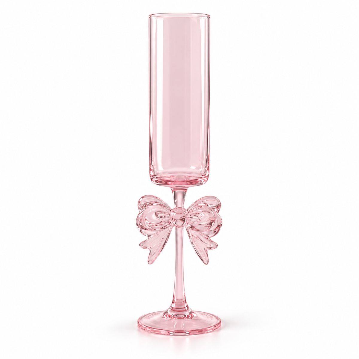 Pink Bow Flute Glass