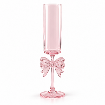 Pink Bow Flute Glass