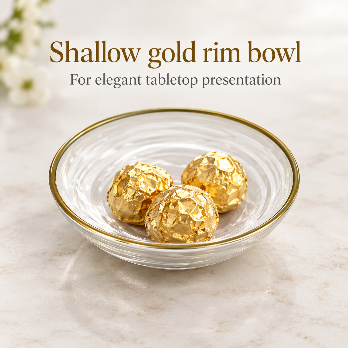 Danny Home Shallow Gold Rim Bowl 8.5 Inches