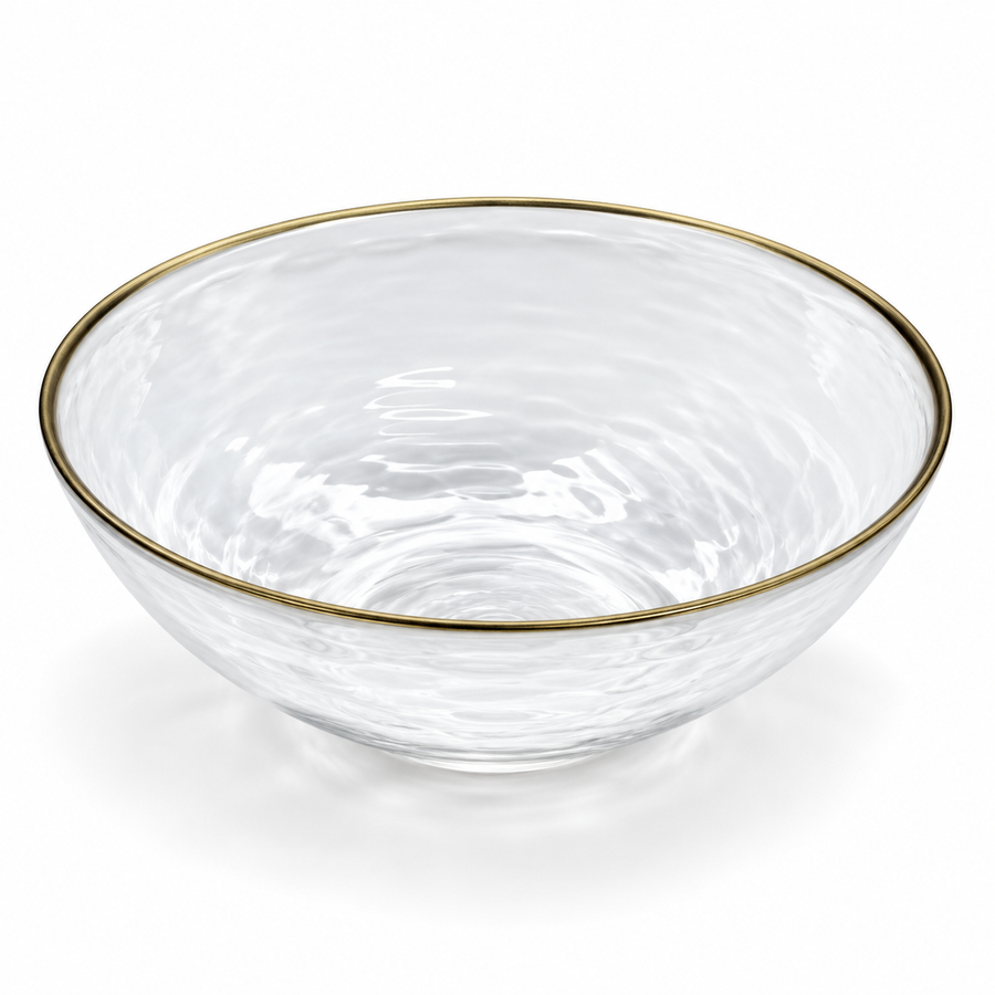 Danny Home Textured Gold Rim Bowl - 9 Inches