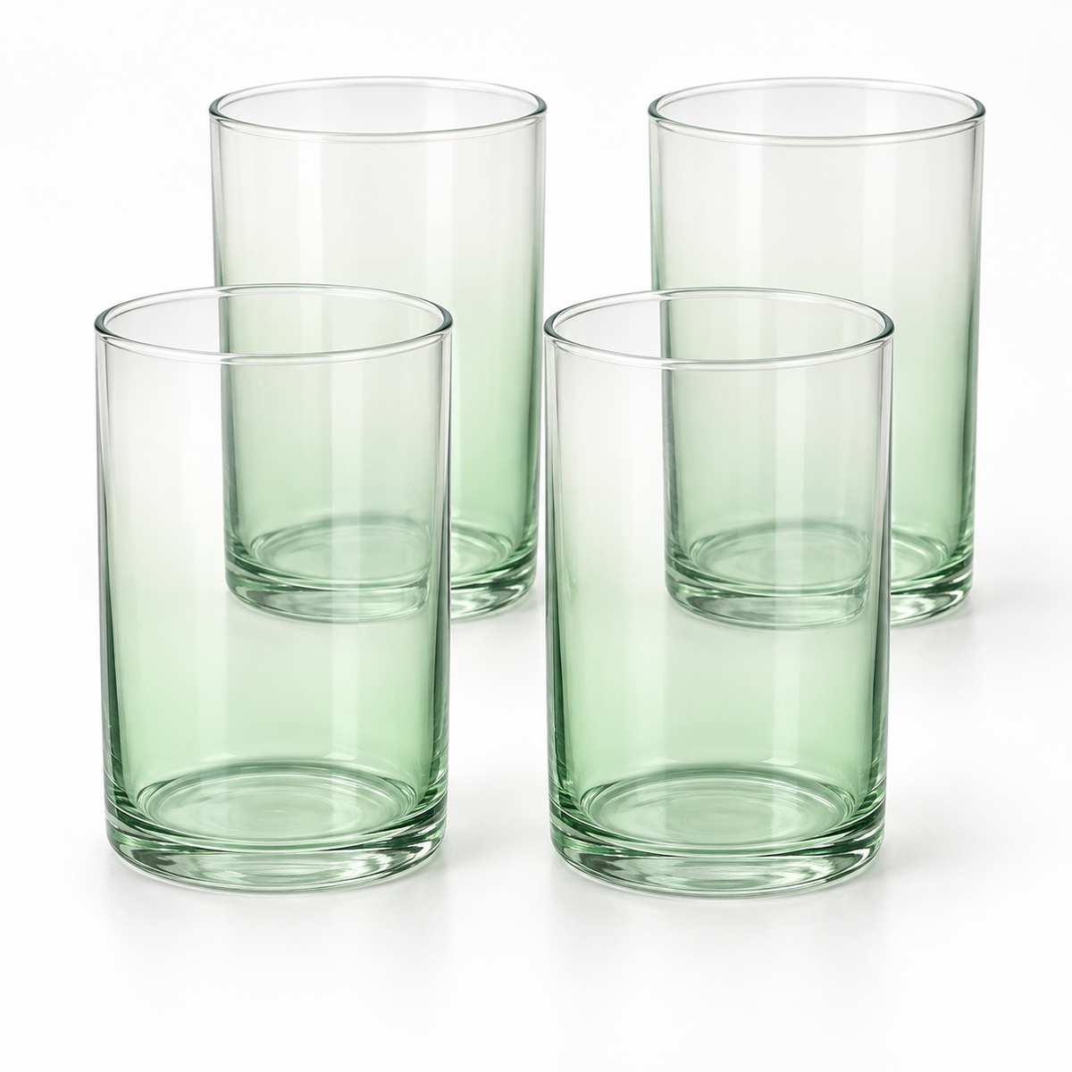Danny Home 4 Piece Mint Green Cylindrical Glass Set - 390 ml