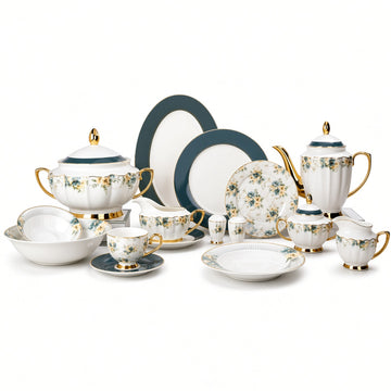 Johnson Bros Inspired Sunflower Green Patterns Bone China Dinner Set