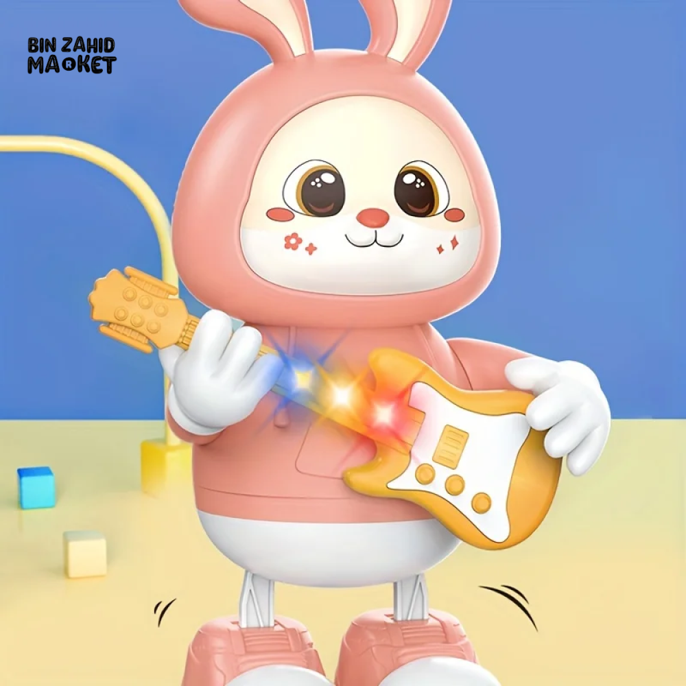 MUSICAL DANCING RABBIT TOY WITH GUITAR – SINGING WALKING & LIGHT-UP BUNNY FOR TODDLERS