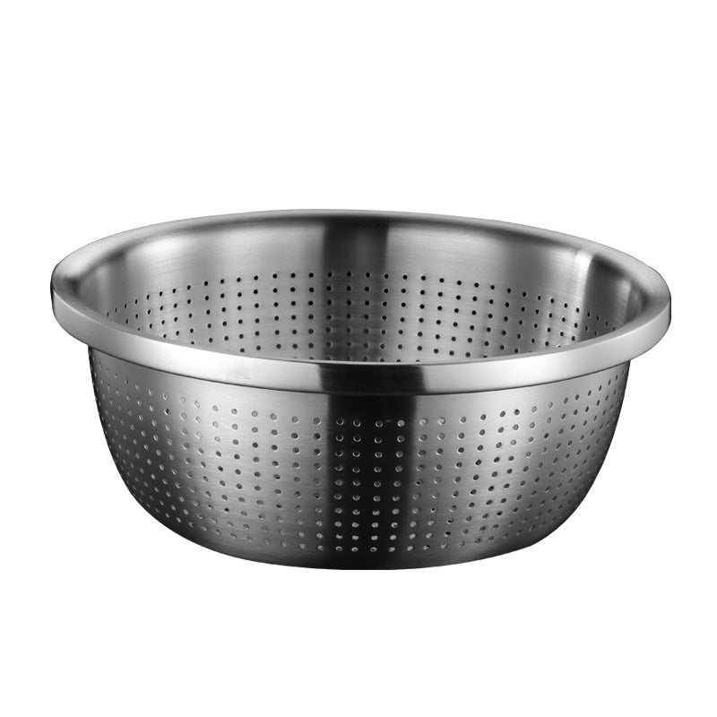 THICKEN STAINLESS STEEL DRAIN BASIN VEGETABLE FRUIT COLANDER RICE SIEVE KITCHEN ACCESSORY