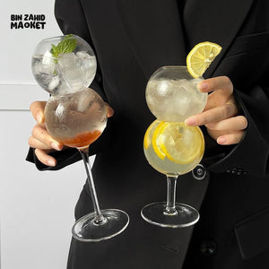 CREATIVE BUBBLE GLASS – UNIQUE ROUND CUP FOR COCKTAILS JUICE MILK & MORE - LARGE