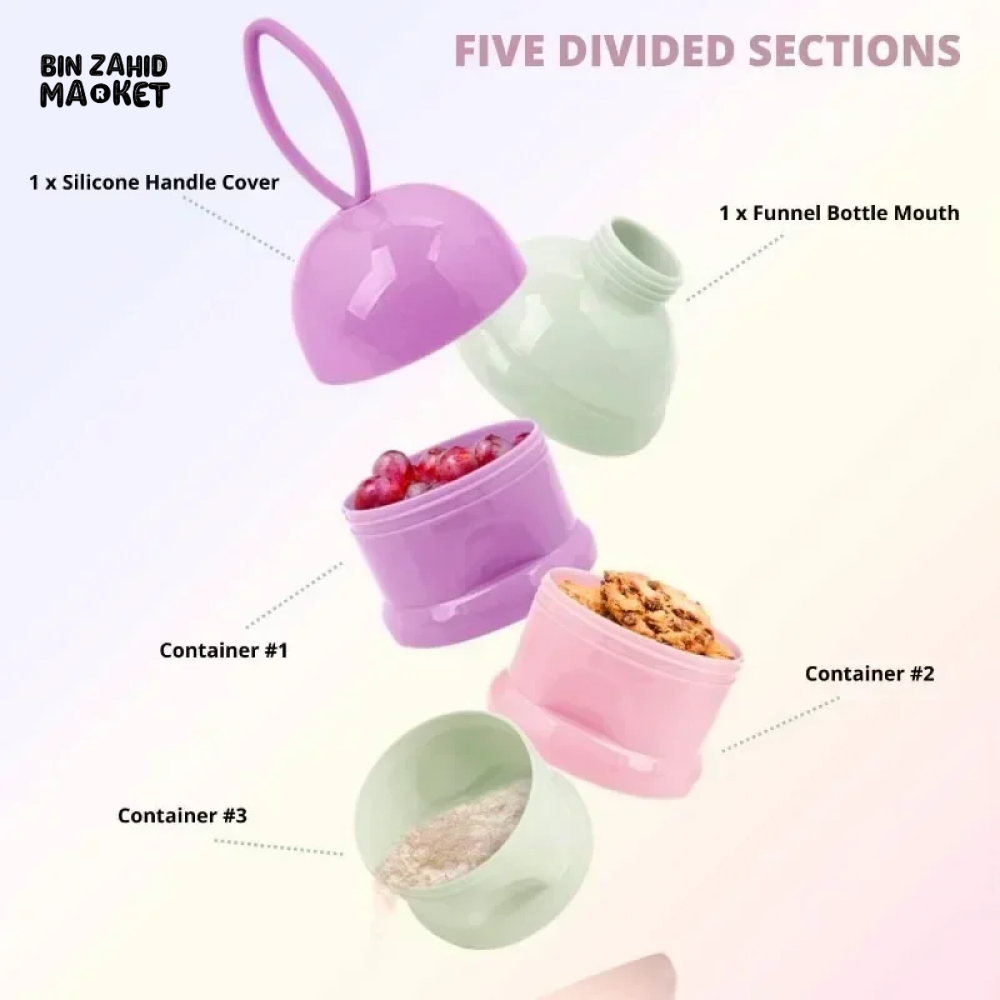 PORTABLE BABY MILK POWDER BOX REMOVABLE & EASY-TO-CARRY TODDLER SNACK CONTAINER