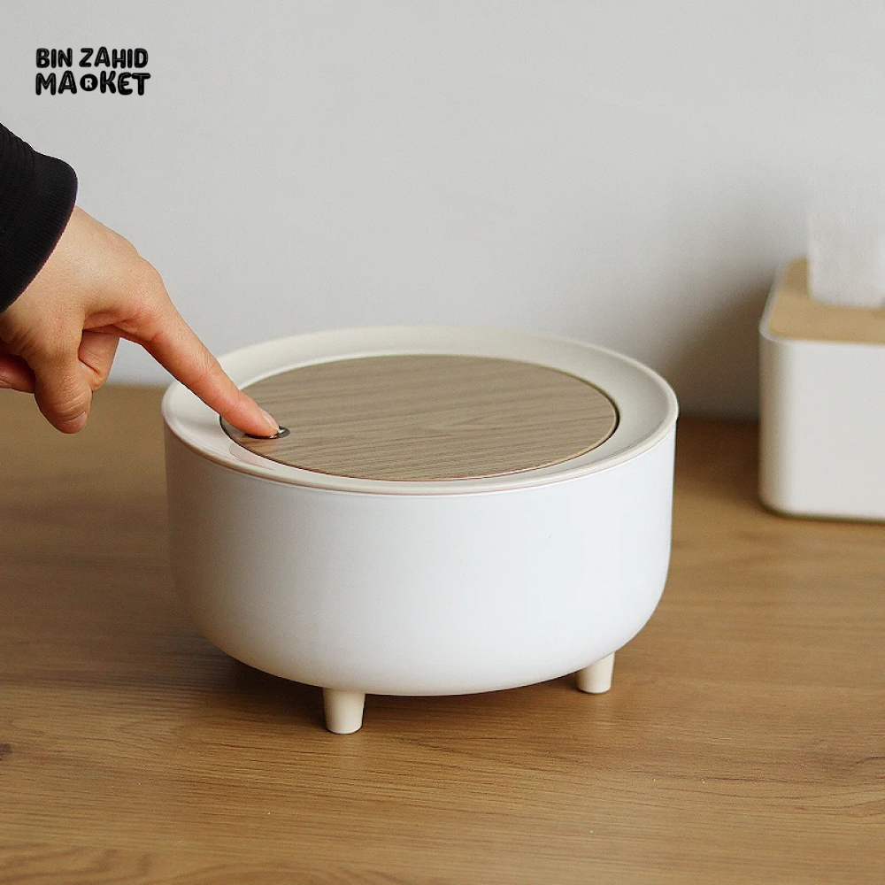 CREATIVE MINI DESKTOP TRASH CAN WITH LID – BEDROOM OFFICE COFFEE TABLE WASTE BIN TABLE TOP
