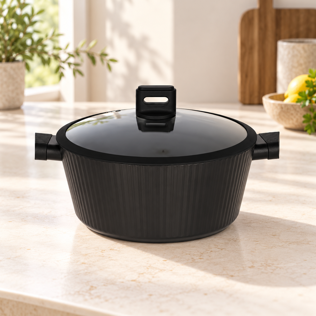 Danny Home Black Cooking Pot With Glass Lid