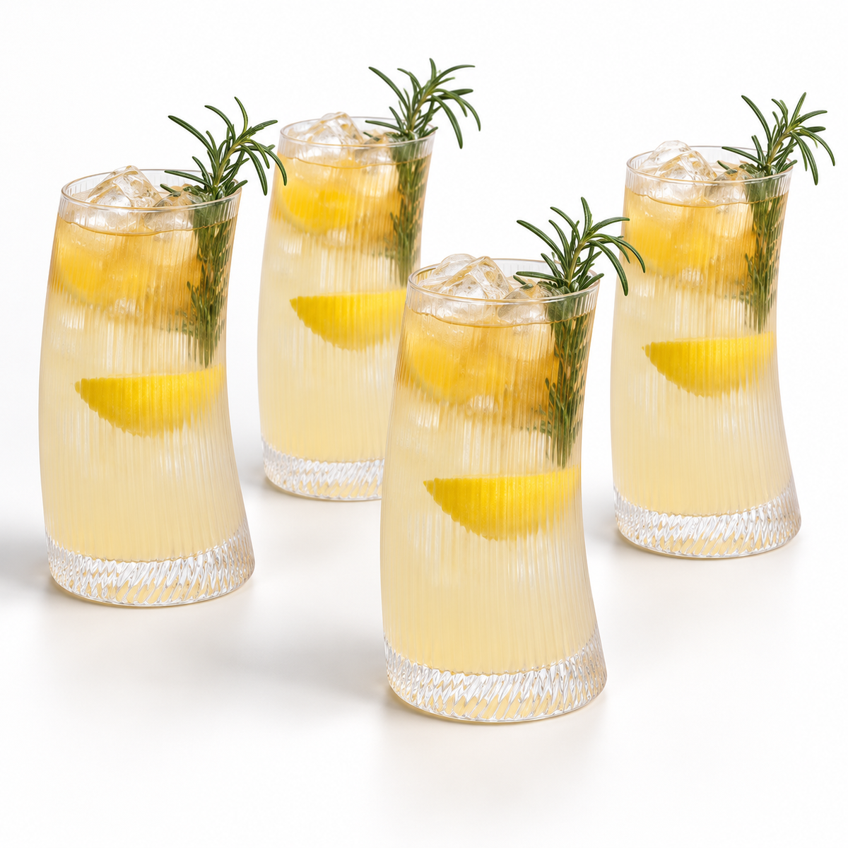 Danny Home 4 Piece Tall Ribbed Glass Set - 500 ml