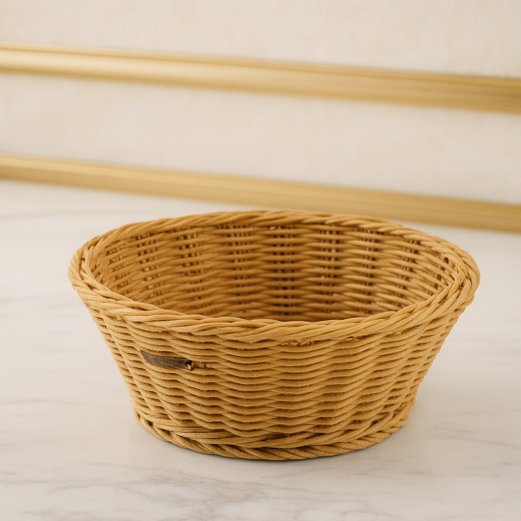 ROUND WEAVE BASKET – WICKER FRUIT & BREAD BOWL