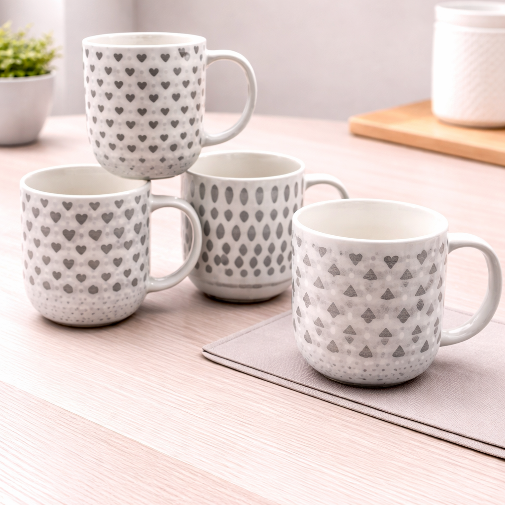 DANNY HOME 400ML GREY GEOMETRIC DESIGN COFFEE & TEA CUP -T01-35
