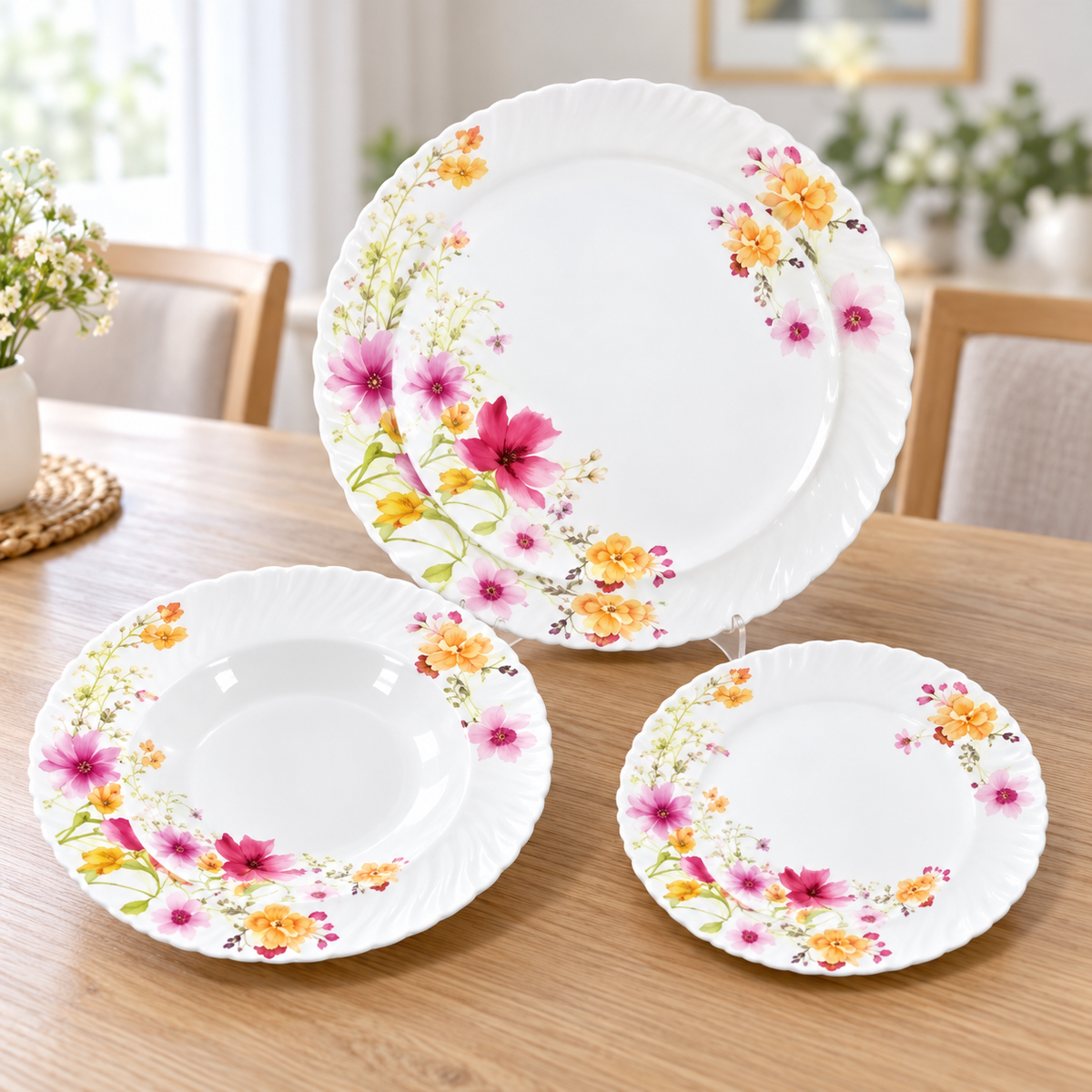 Danny Home 24-Piece Colourful Floral Dinner Set