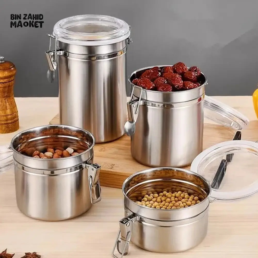 4X PIECES STAINLESS STEEL JAR SET
