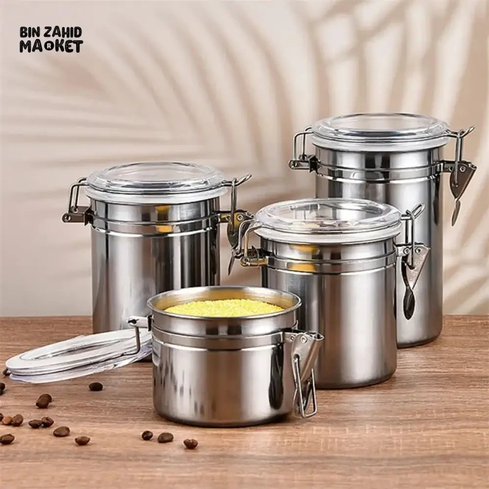 4X PIECES STAINLESS STEEL JAR SET