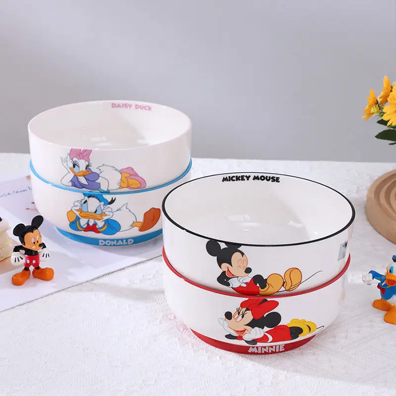 DISNEY MICKEY & MINNIE CERAMIC BOWL SET CUTE NOODLE BOWLS FOR HOME USE