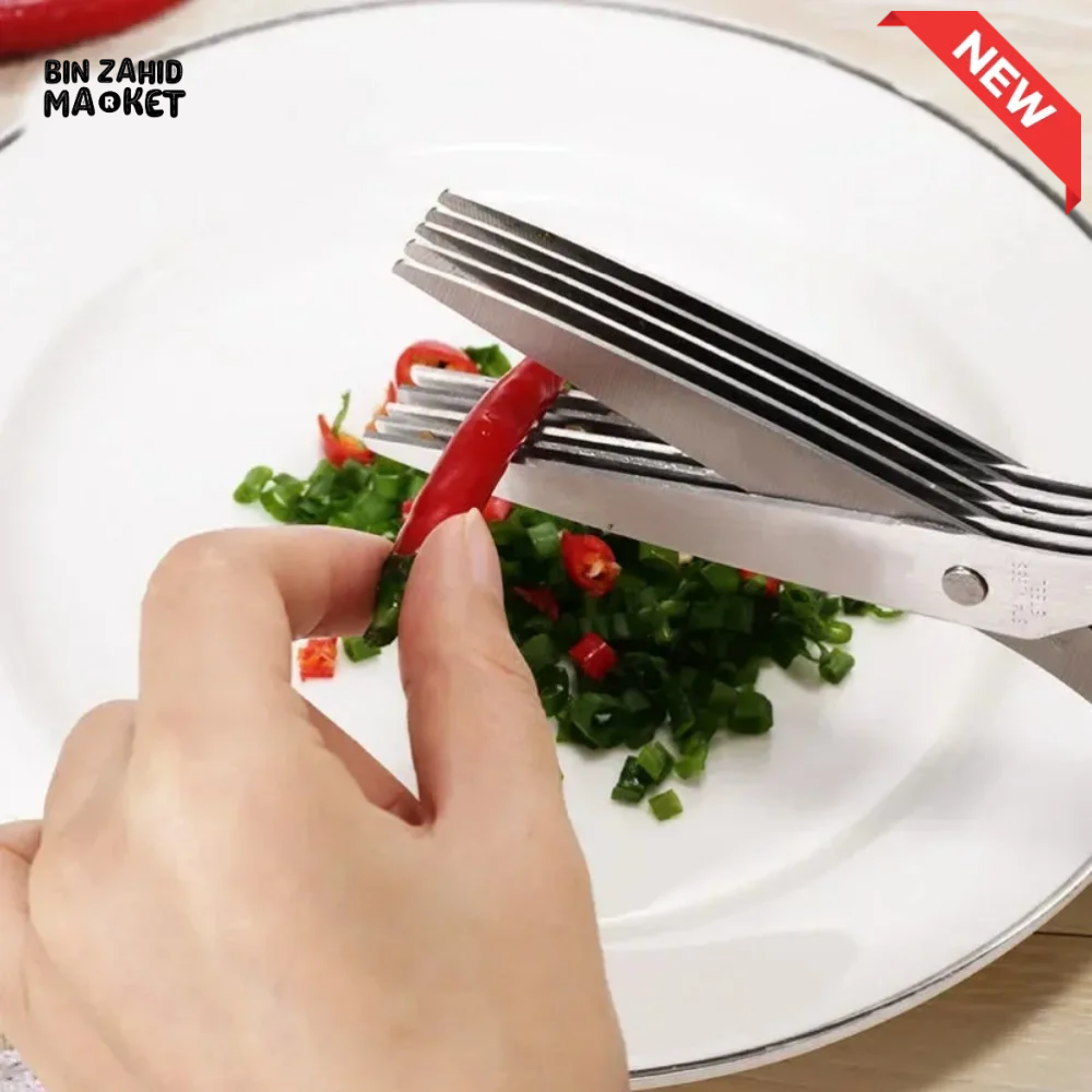 5-BLADE HERB SCISSORS – STAINLESS STEEL SPRING ONION CUTTER