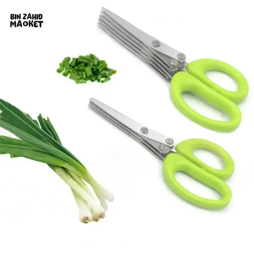5-BLADE HERB SCISSORS – STAINLESS STEEL SPRING ONION CUTTER