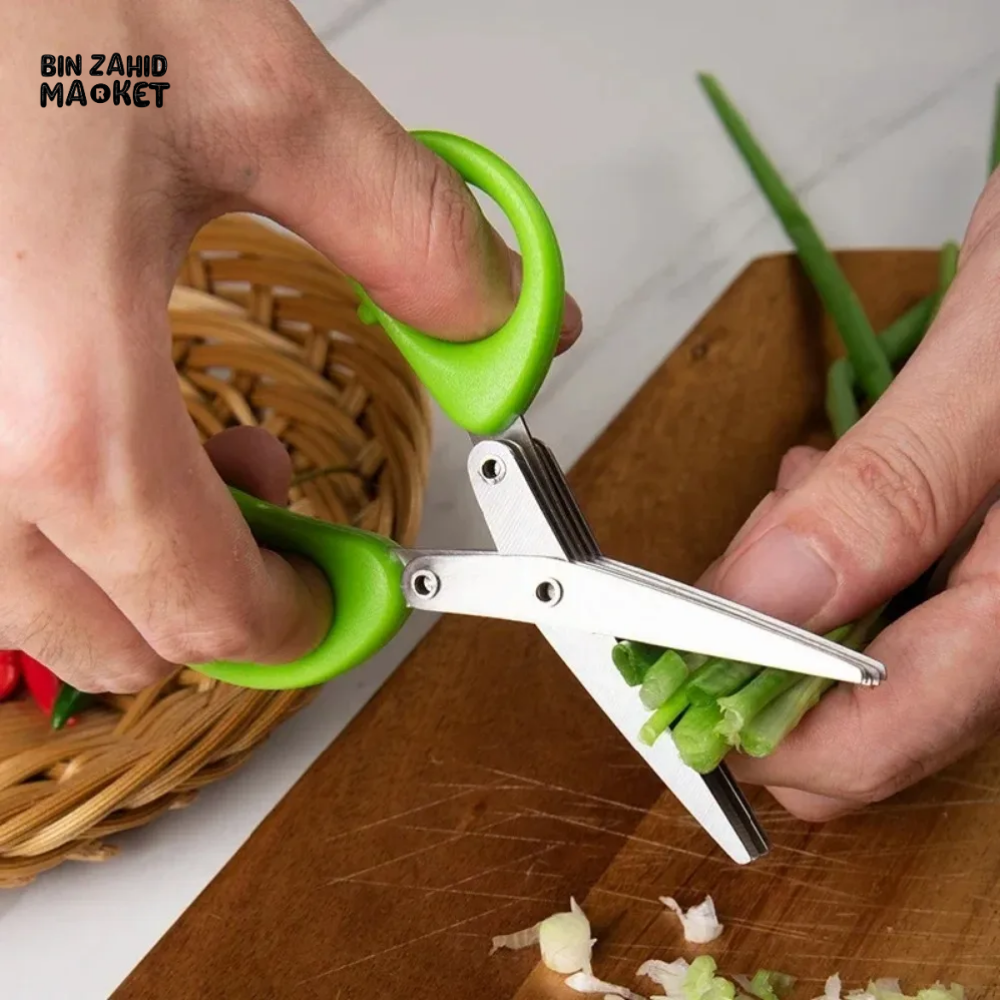 5-BLADE HERB SCISSORS – STAINLESS STEEL SPRING ONION CUTTER