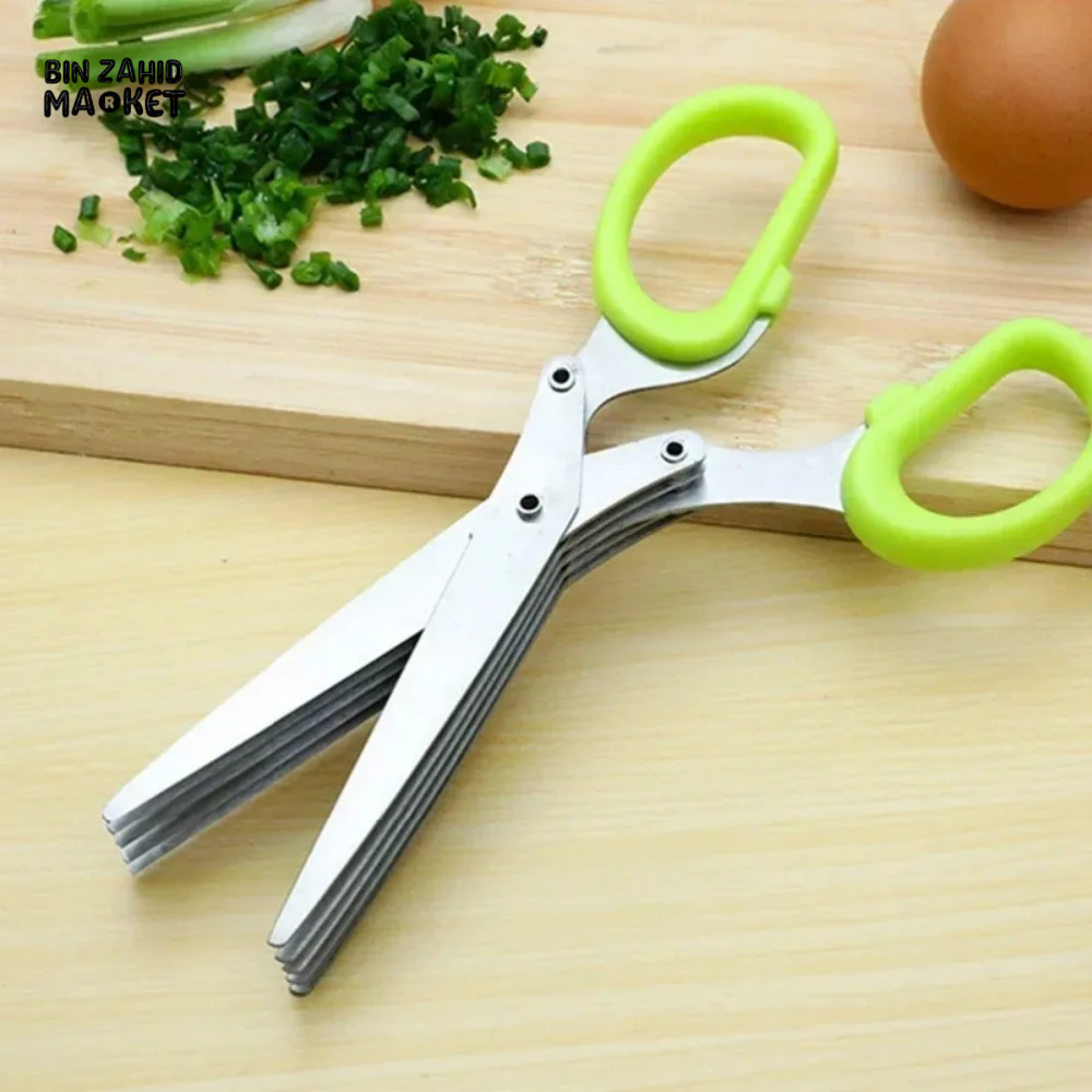 5-BLADE HERB SCISSORS – STAINLESS STEEL SPRING ONION CUTTER