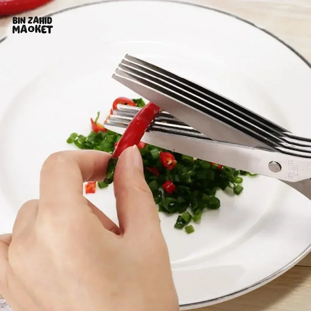 5-BLADE HERB SCISSORS – STAINLESS STEEL SPRING ONION CUTTER