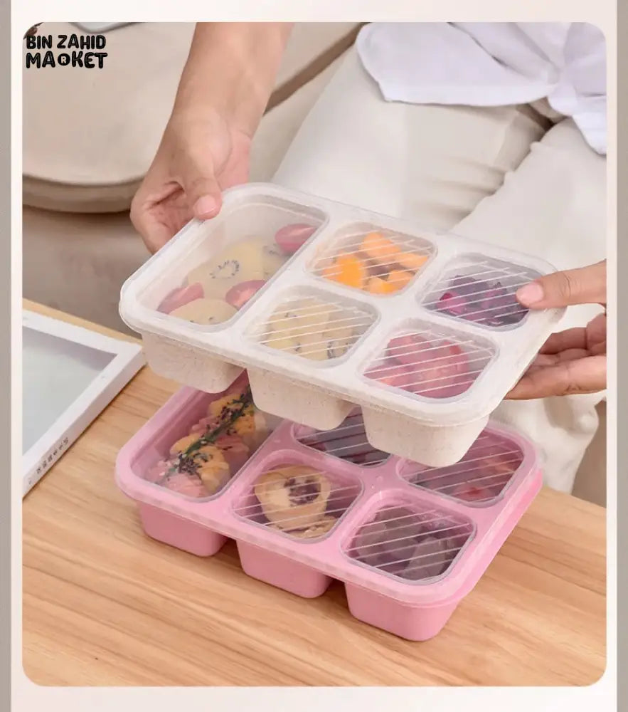 5-CUBE LEAKPROOF BENTO BOX – PORTABLE MICROWAVEABLE LUNCH CONTAINER