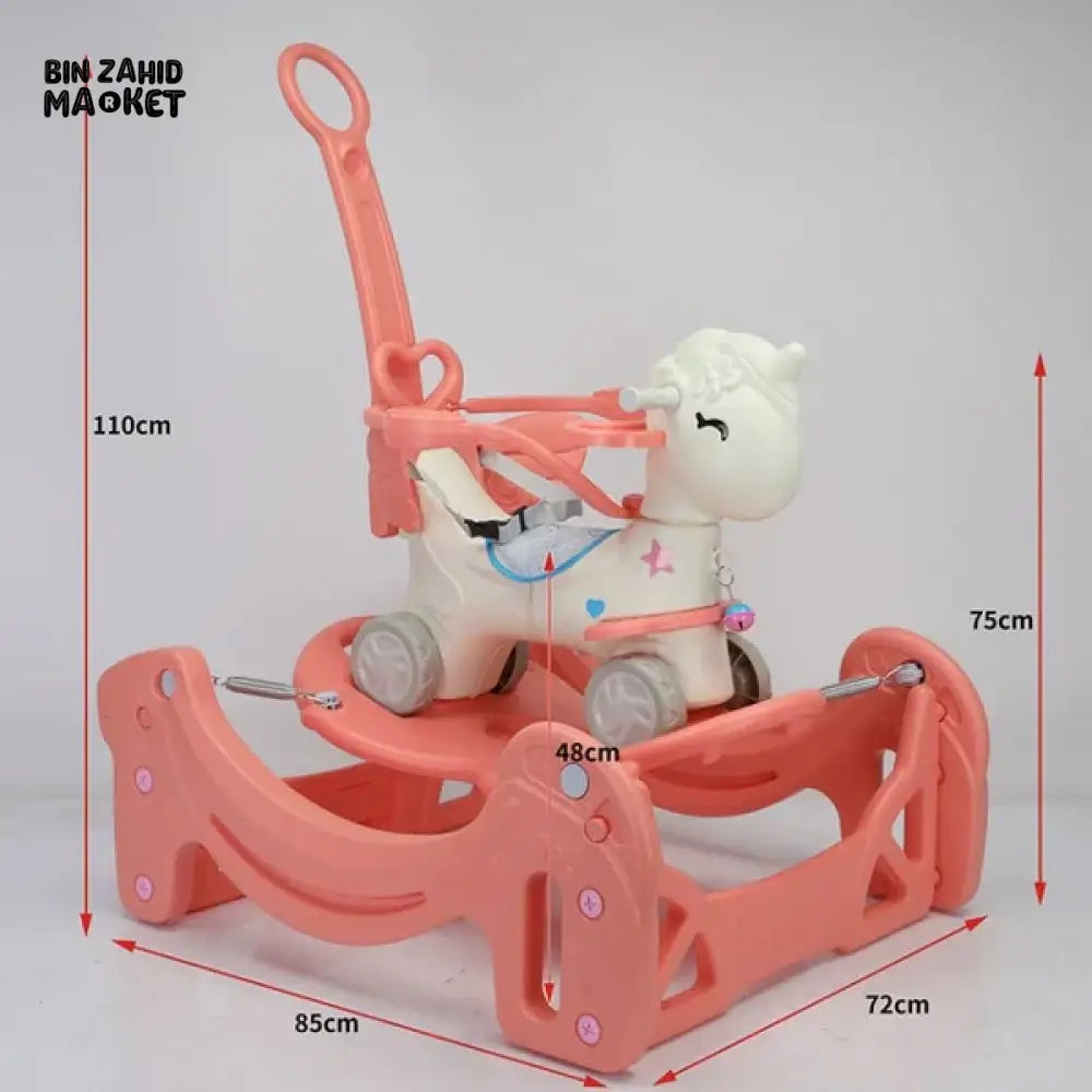 5-IN-1 BABY RIDE-ON ROCKING HORSE ROCKER - BLUE UNICORN MULTIFUNCTION TOY FOR KIDS