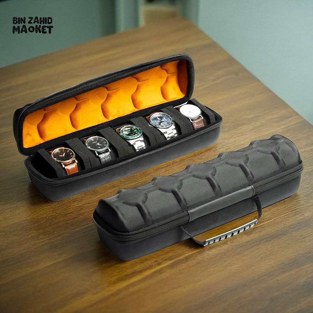 5 SLOT LUXURY MEN'S WATCH BOX – PREMIUM WRISTWATCH STORAGE & TRAVEL CASE