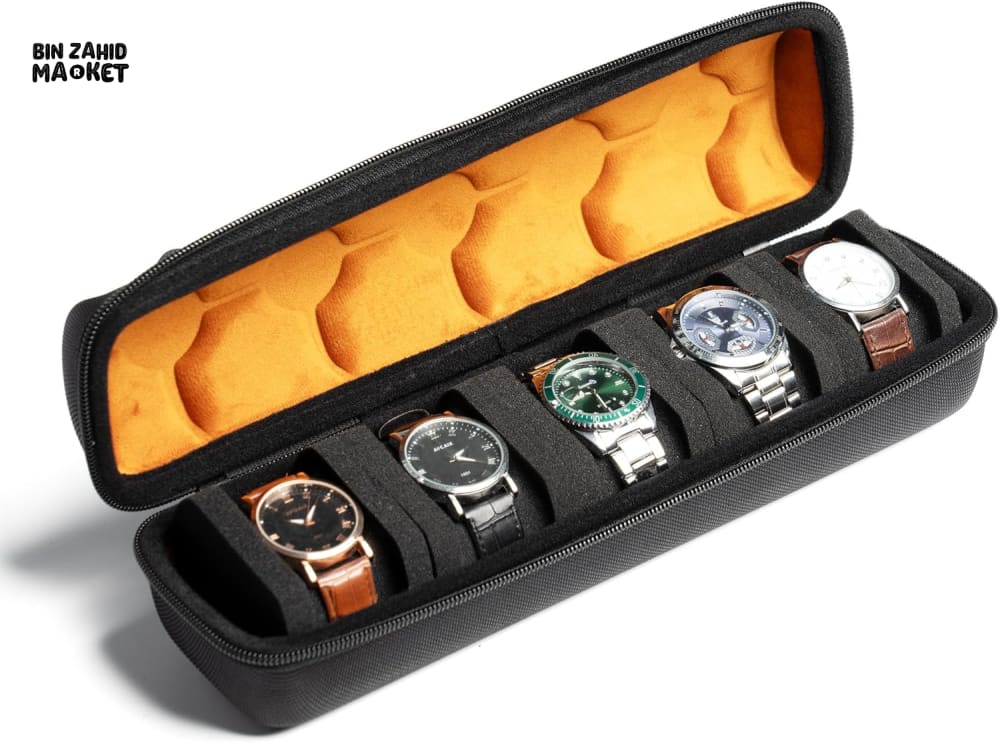 5 SLOT LUXURY MEN'S WATCH BOX – PREMIUM WRISTWATCH STORAGE & TRAVEL CASE
