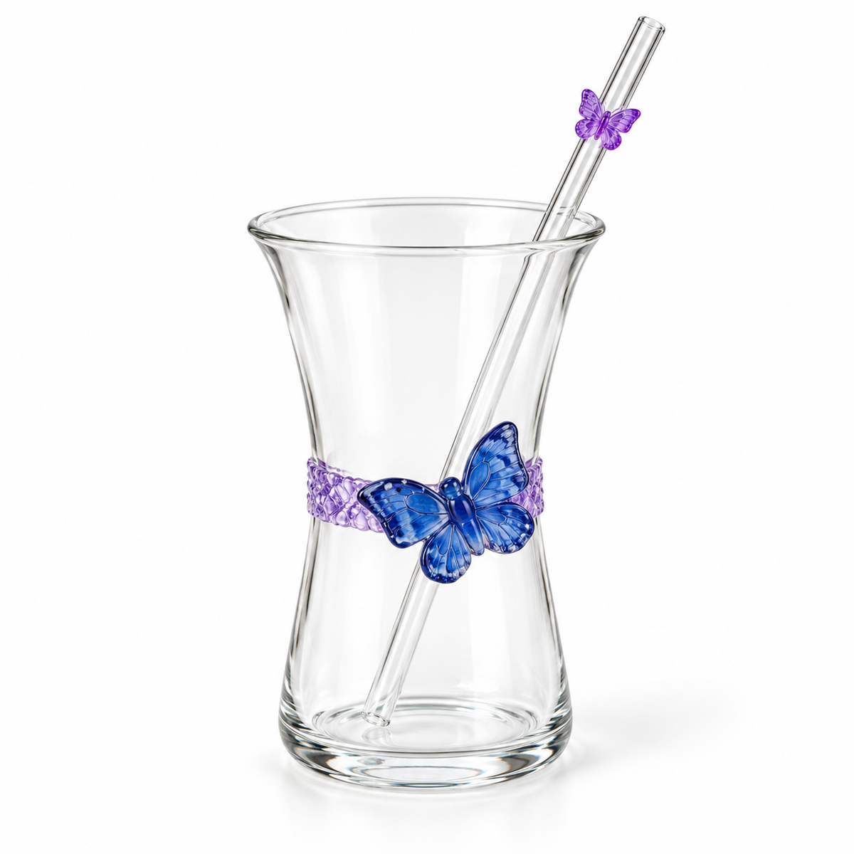 Glasslux Butterfly Glass With Straw - 400 ml