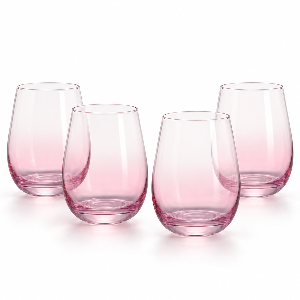 Danny Home 4 Piece Blush Rounded Glass Set - 330 ml