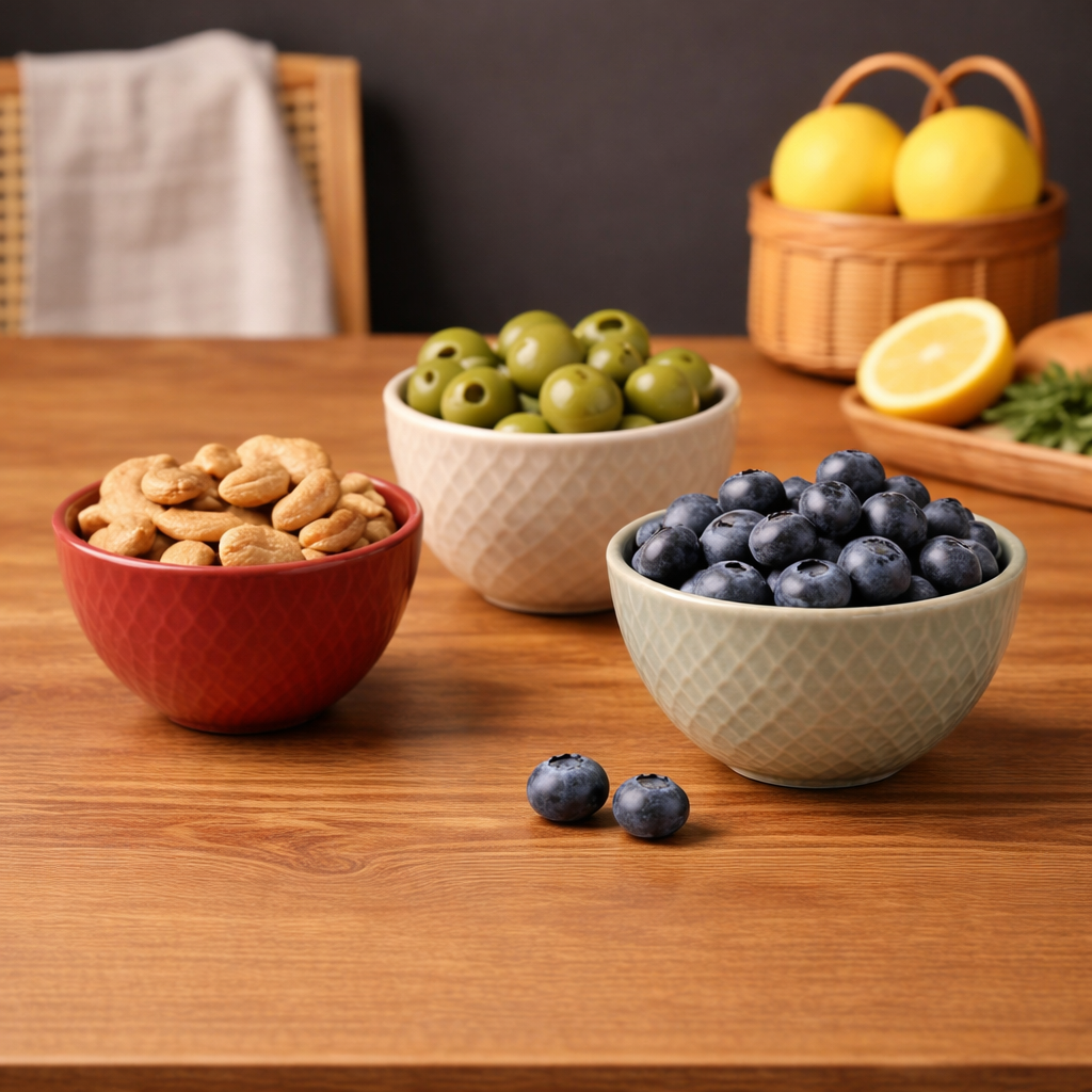 DANNY HOME 4 INCH MULTICOLOR SERVING BOWLS FOR DRY FRUITS, DIPS & SNACKS -EA01-3