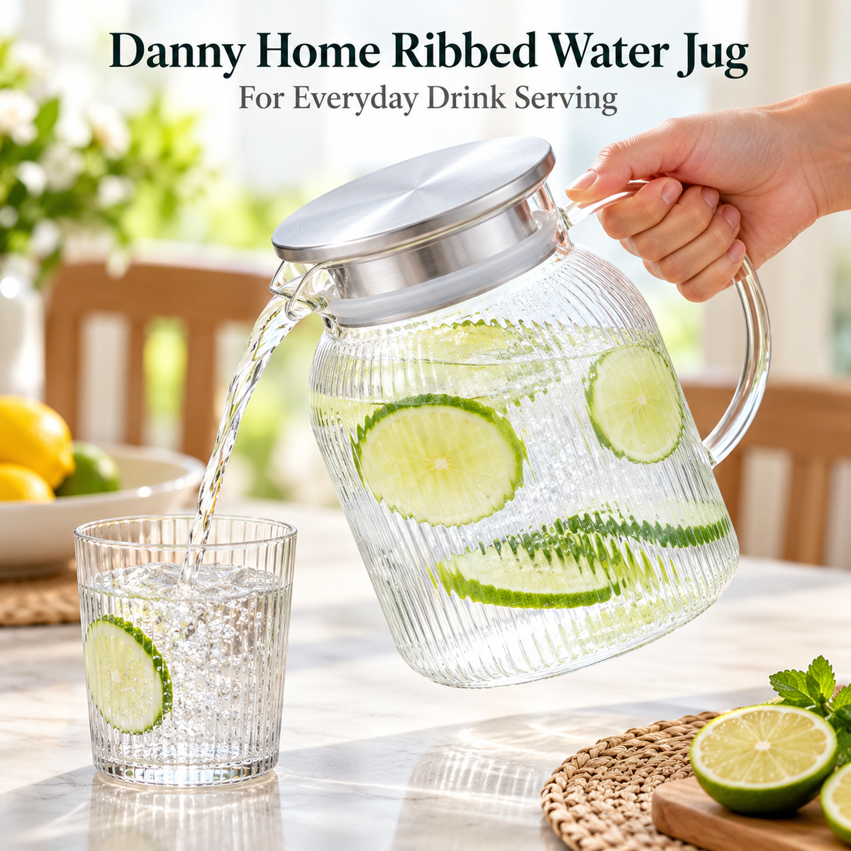 Danny Home Ribbed Water Jug - 1450 ml